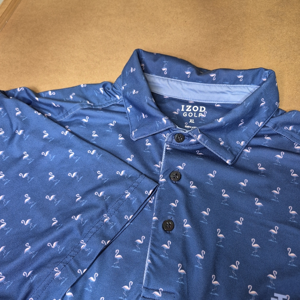 IZOD Men's Blue Flamingo Print Golf Shirt 2746/2
